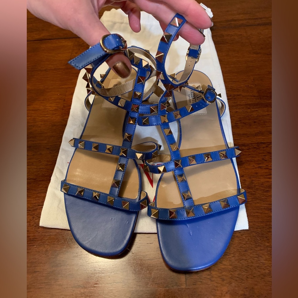 Authentic brand new with dust bag Valentino ankle flat sandals,size 37.5 /7.5 US